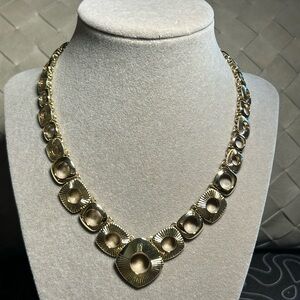 Napier Modernist Chunky Square link Gold Necklace for Women 16” + 3 “ extender